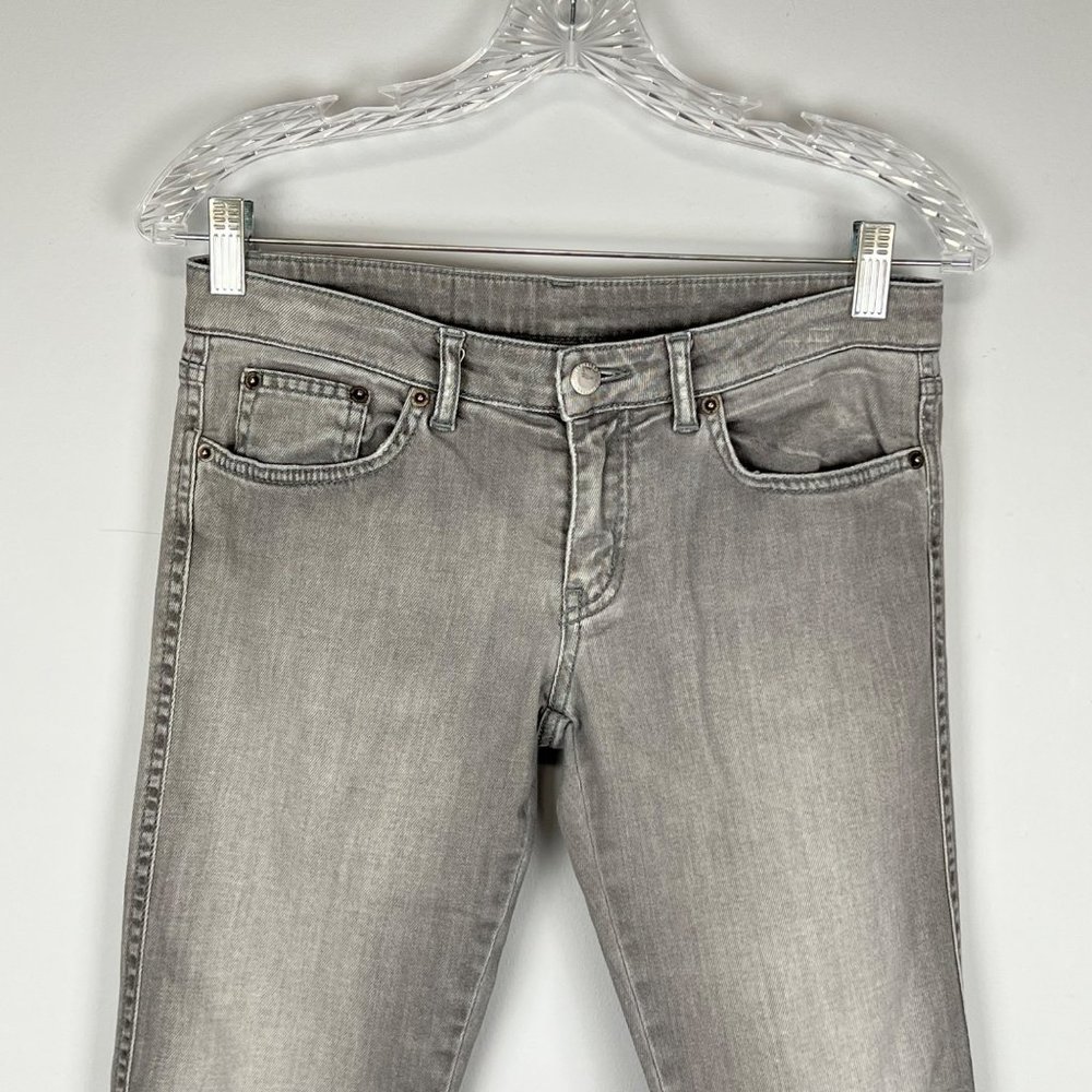 Red Valentino Womens Gray Skinny Jeans Pleated Pocket Made In Italy Size 26 View 2